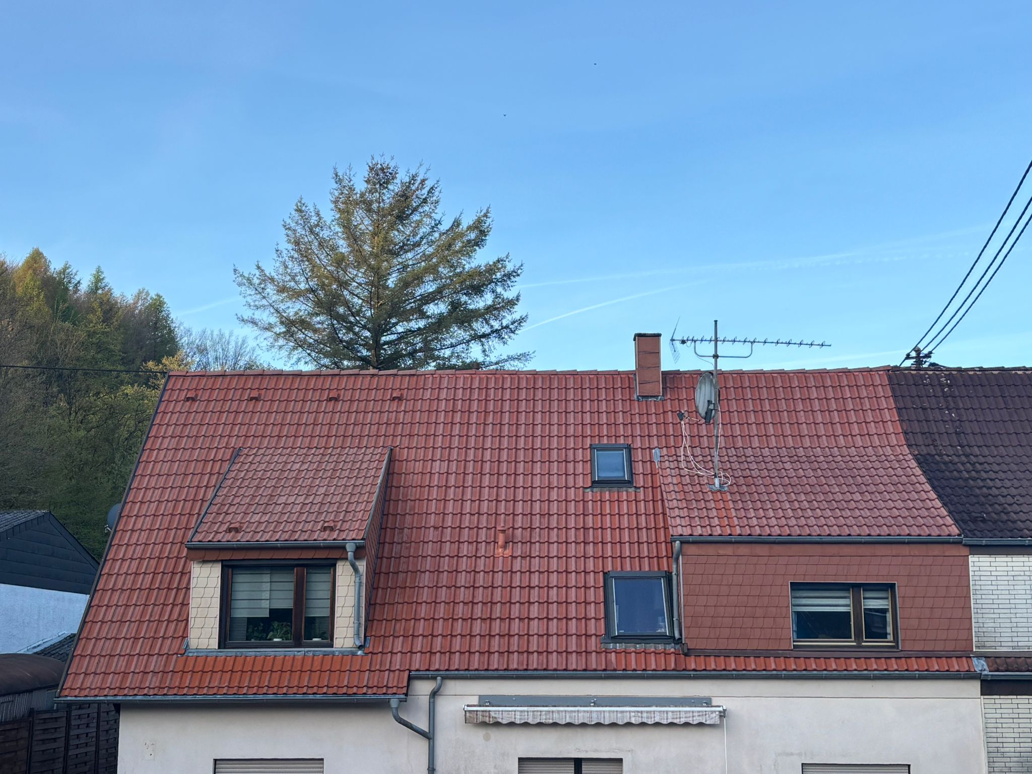 Frisch gereinigtes Hausdach mit neuem Glanz